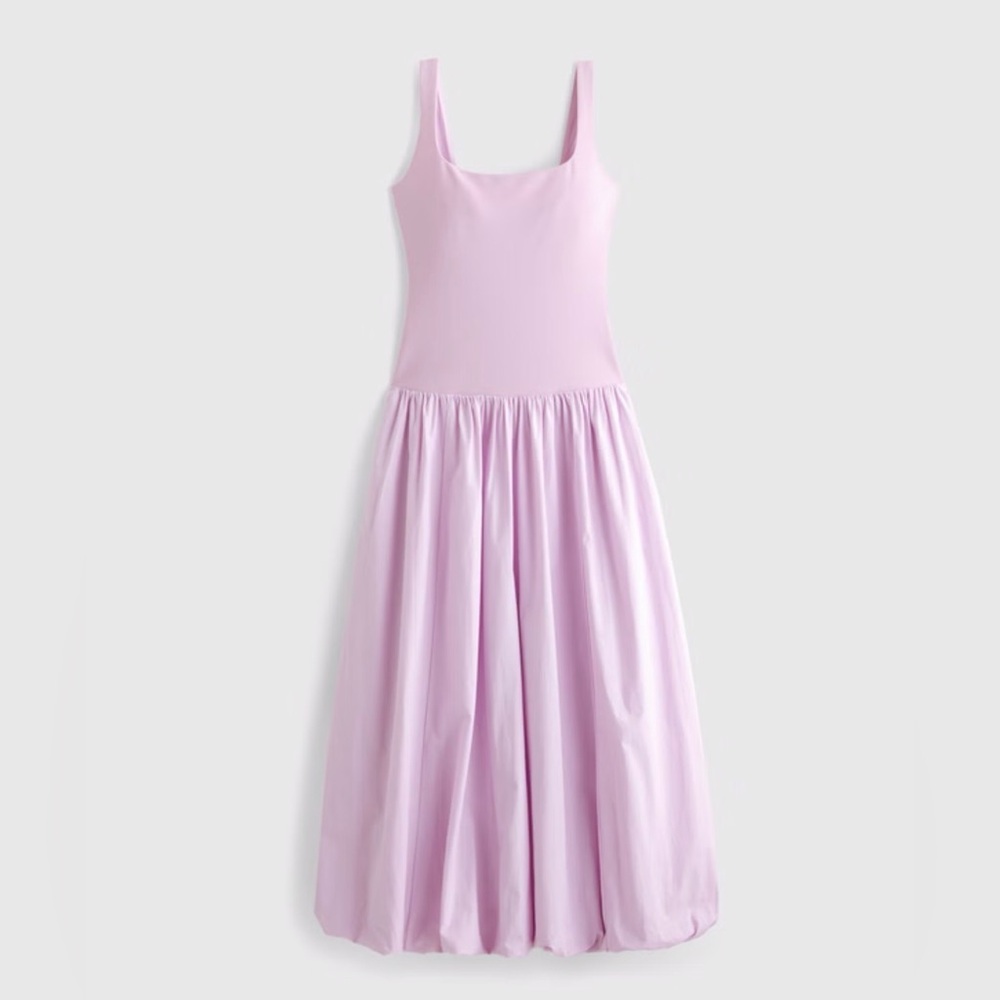 Abercrombie Mixed Fabric Bubble Hem Midi Dress